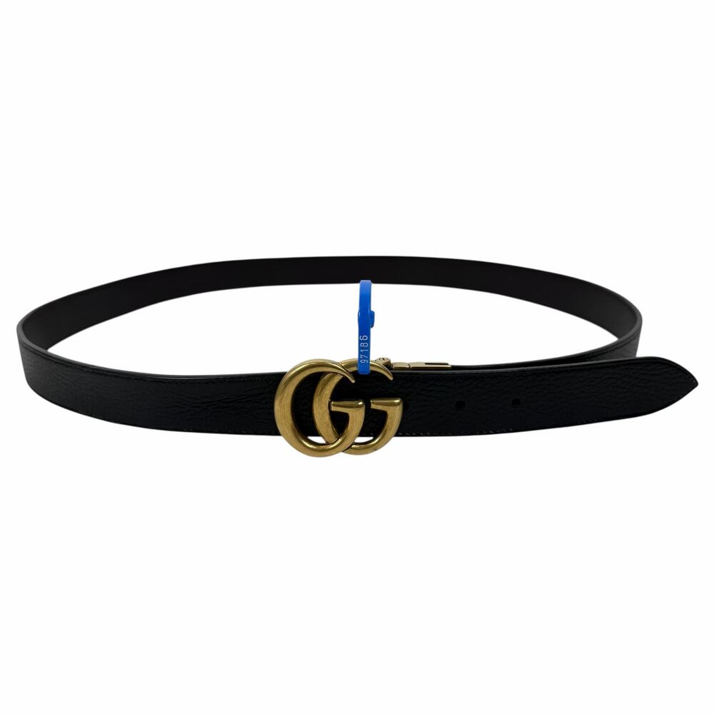 Gucci Double GG Reversible Leather Belt Black Brown Gold Buckle Size 120/ 48 - Picture 5 of 13